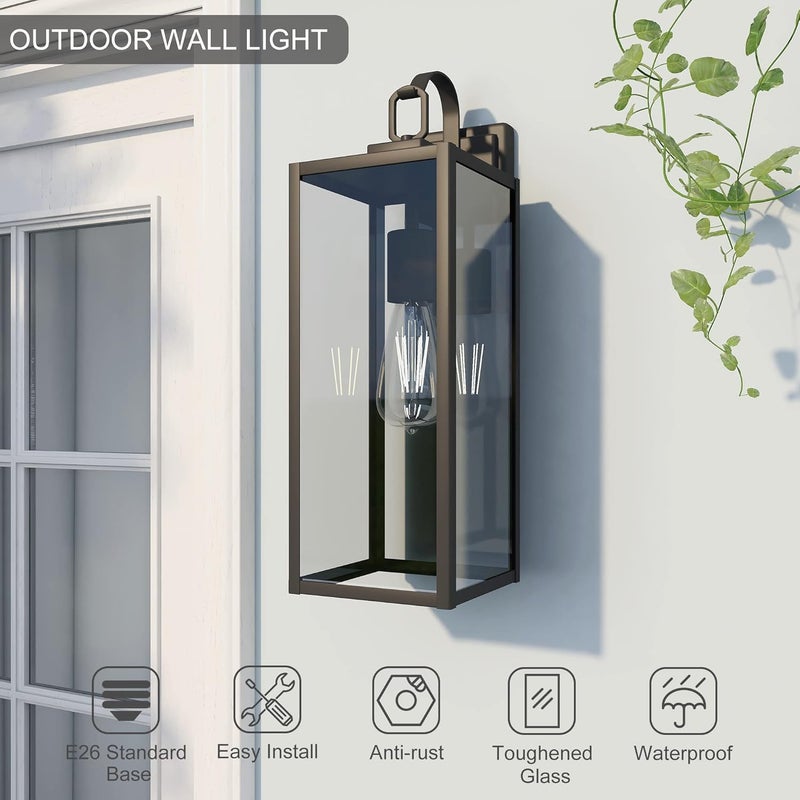 ricco Large Size Outdoor Wall Lights, 18 Inch Oversized Matte Black Exterior Light Fixture with Clear Glass, Waterproof Front Porch Lighting, Modern Sconces Lantern for House, Garage, ETL Listed - Image 2